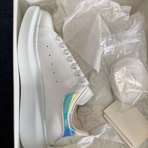 Alexander McQueen White Sneakers with Iridescent Heel